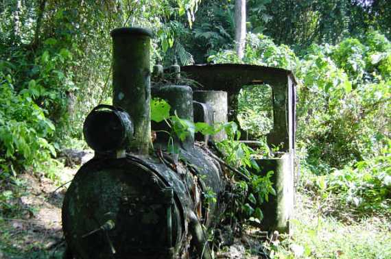 Rusting in the forest, a train bears mute testimony to failure to connect Central and South America